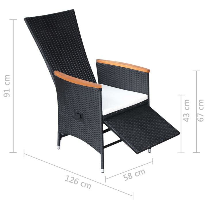 havelænestole 2 stk. med hynder polyrattan sort
