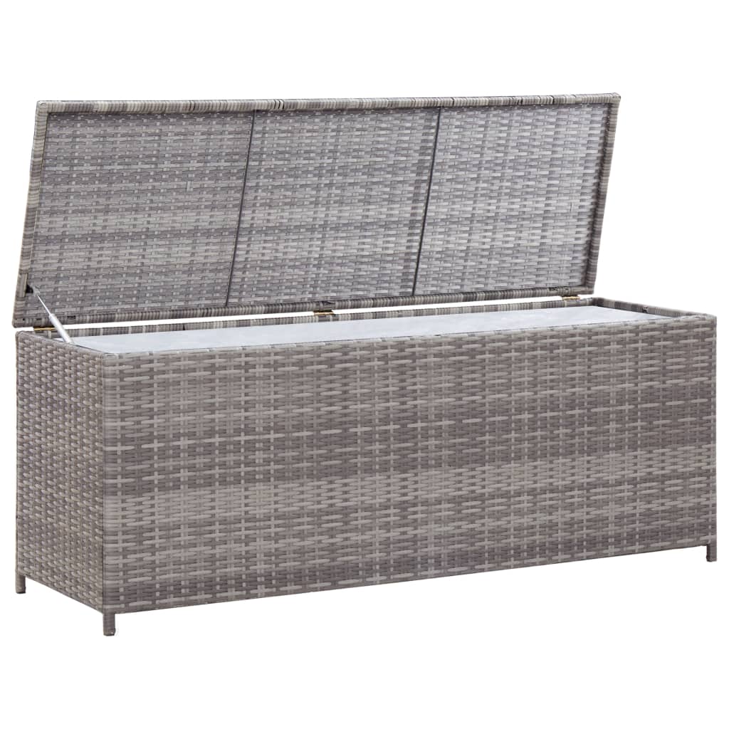opbevaringskasse til haven 120x50x60 cm polyrattan grå
