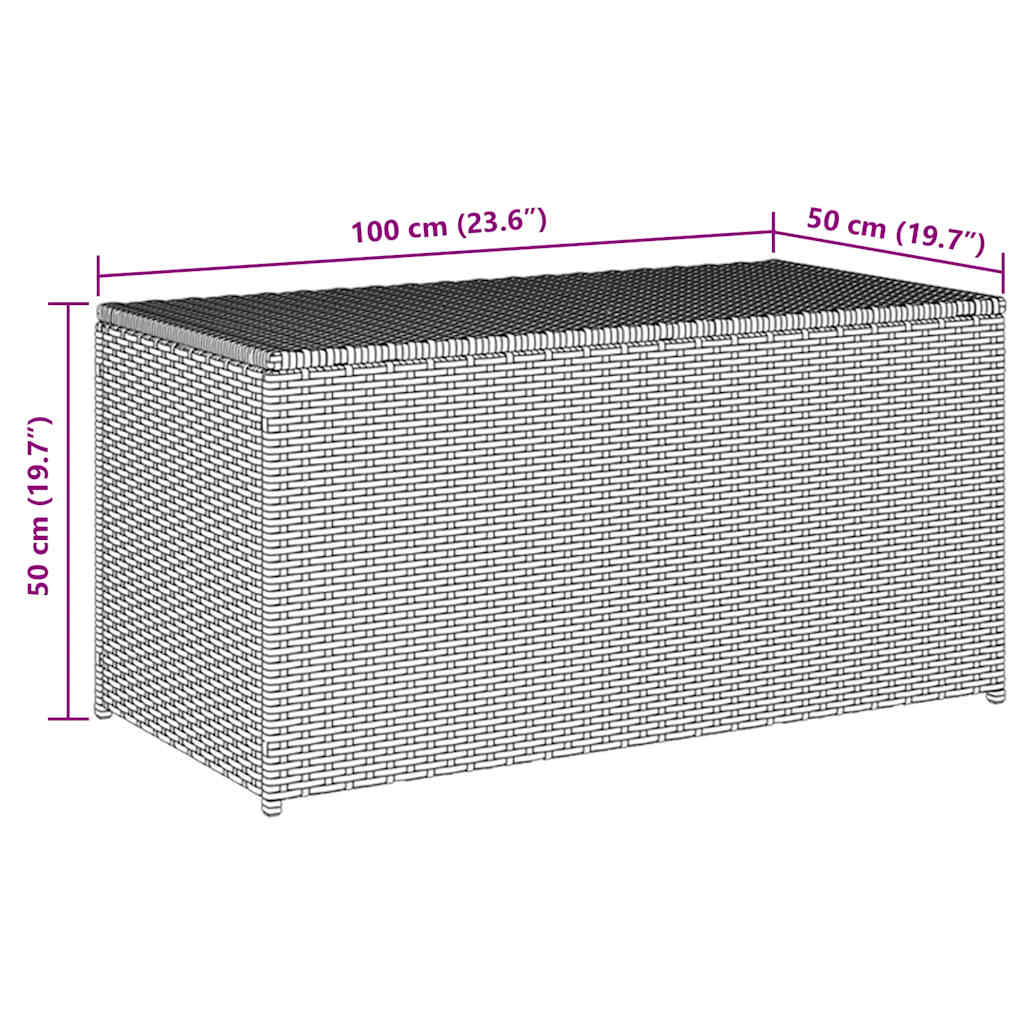 opbevaringskasse til haven 100x50x50 cm polyrattan sort