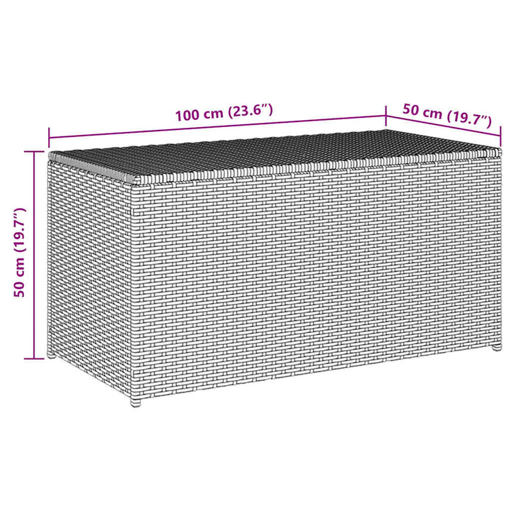 opbevaringskasse til haven 100x50x50 cm polyrattan sort