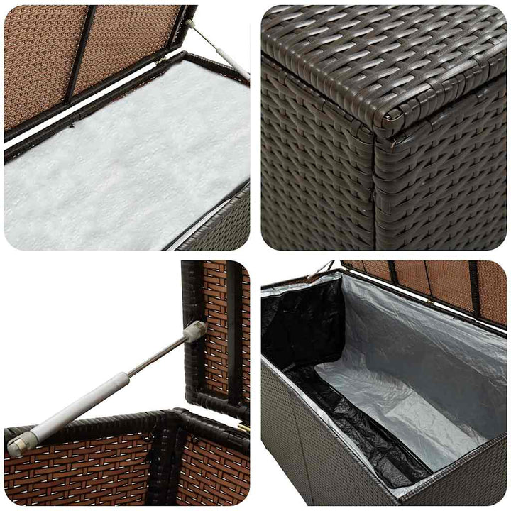 opbevaringskasse til haven 100x50x50 cm polyrattan brun