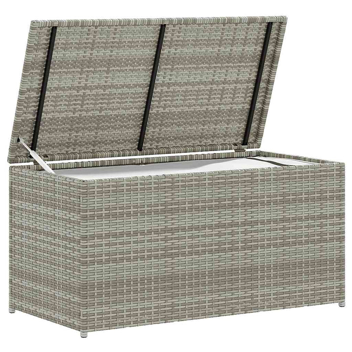 opbevaringskasse til haven 100x50x50 cm polyrattan grå