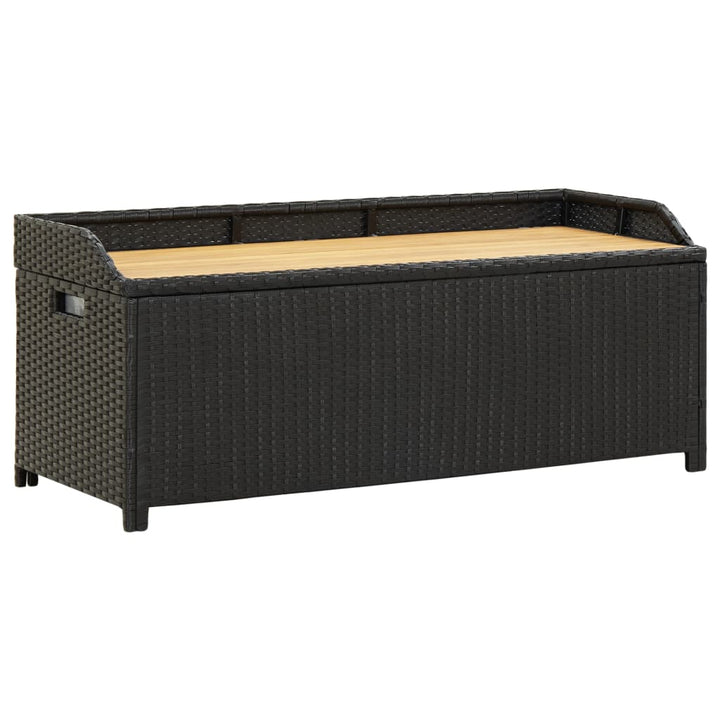 havebænk med opbevaring 120 cm polyrattan sort