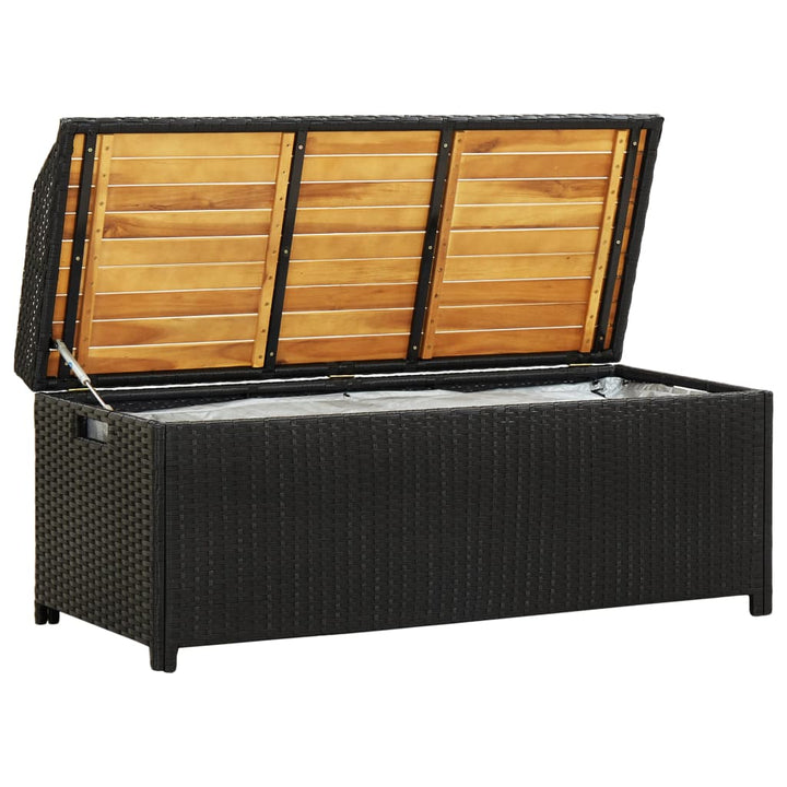 havebænk med opbevaring 120 cm polyrattan sort