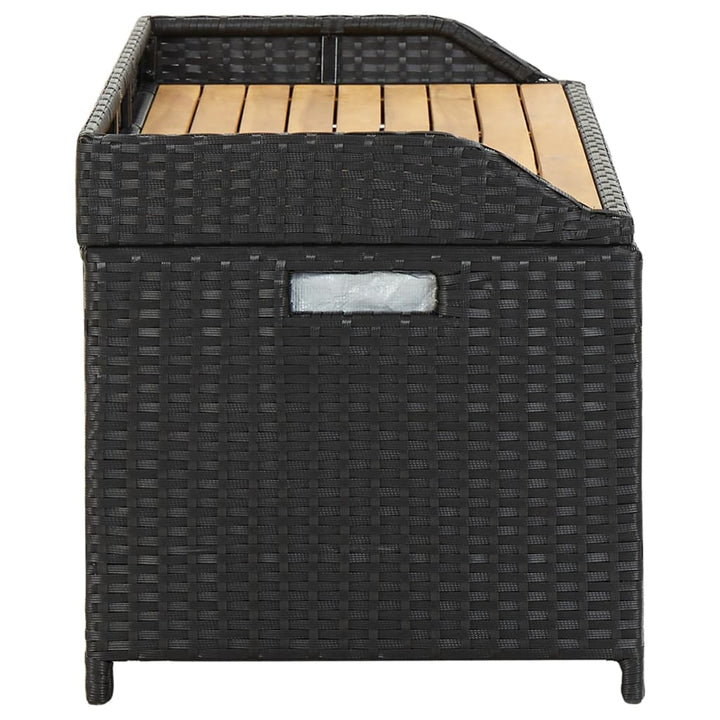 havebænk med opbevaring 120 cm polyrattan sort