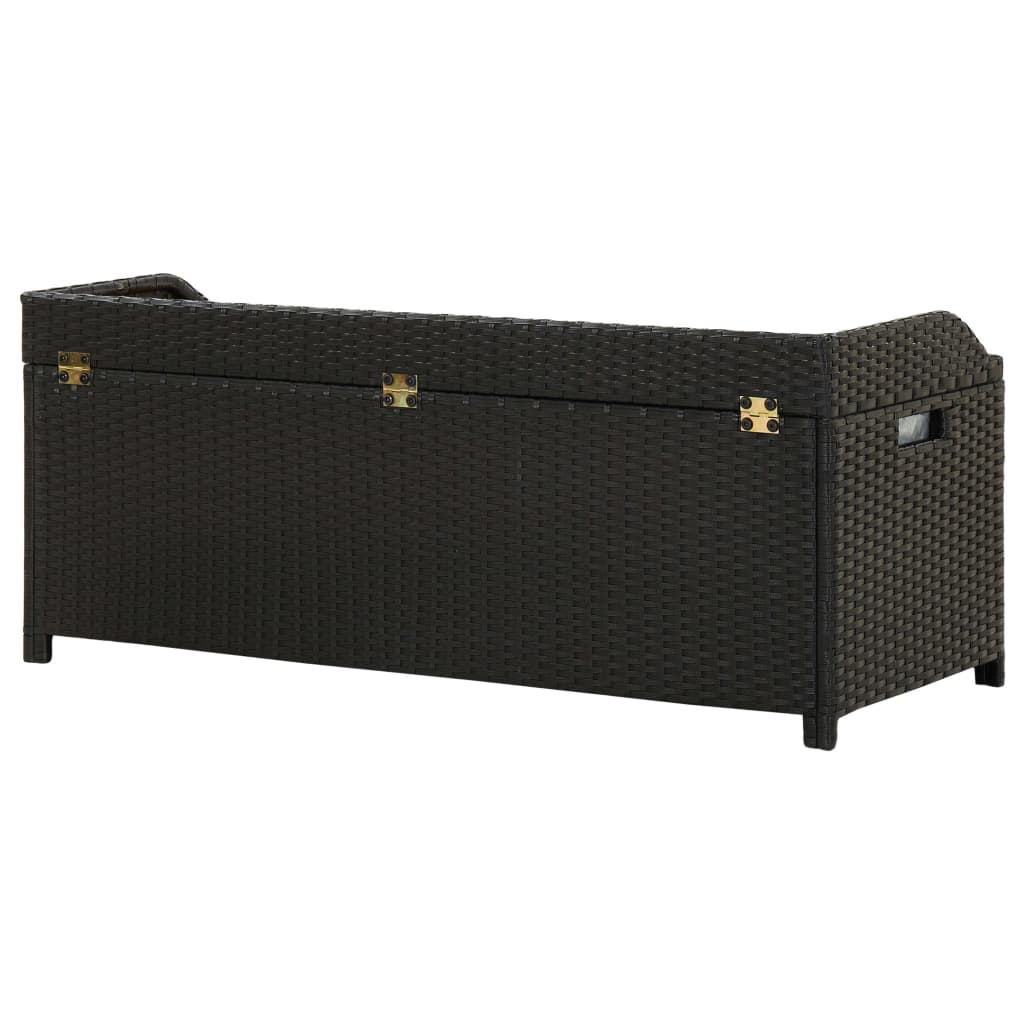 havebænk med opbevaring 120 cm polyrattan sort