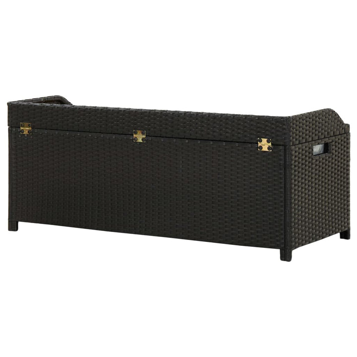 havebænk med opbevaring 120 cm polyrattan sort