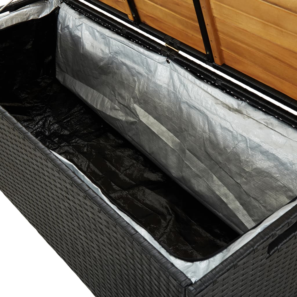 havebænk med opbevaring 120 cm polyrattan sort