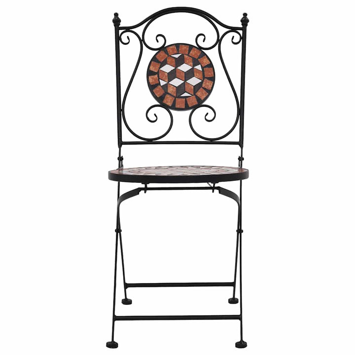 bistrostole 2 stk. med mosaikdesign keramisk brun