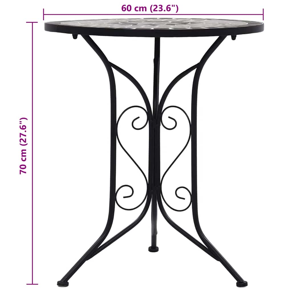 bistrobord med mosaikdesign 60 cm keramisk grå