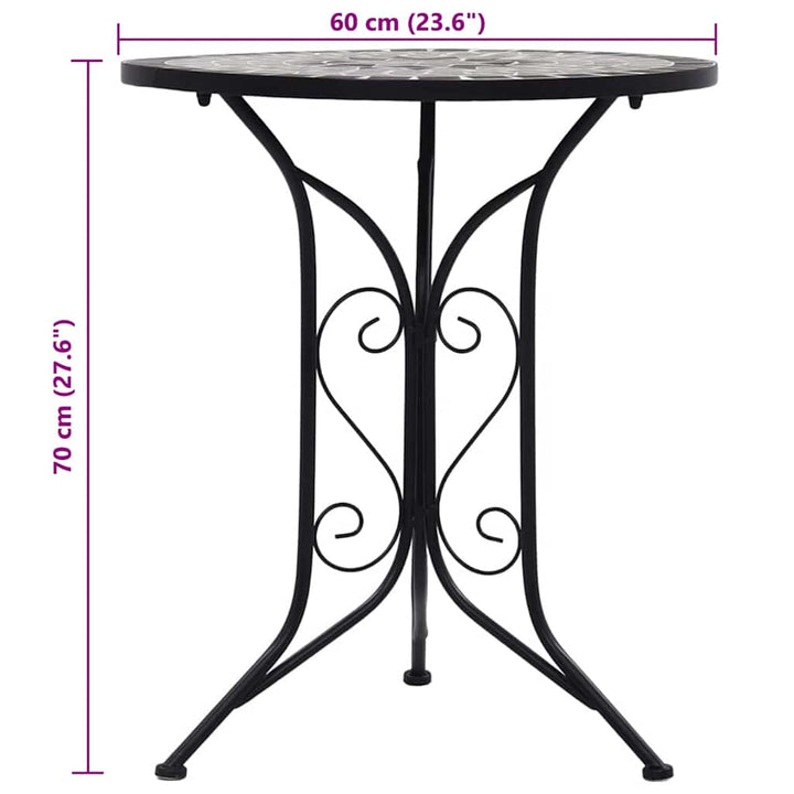 bistrobord med mosaikdesign 60 cm keramisk grå