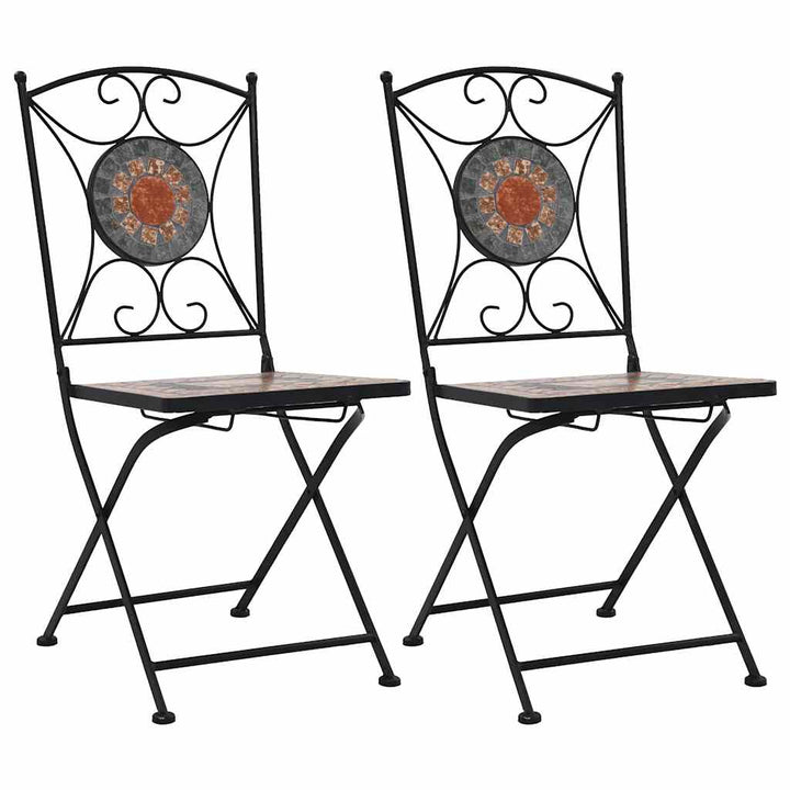 bistrostole 2 stk. med mosaikdesign orange/grå