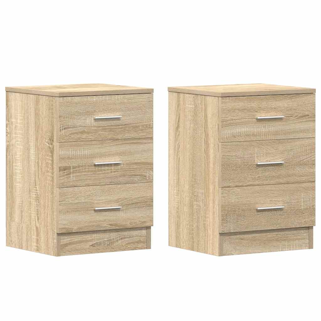 sengeborde 2 stk. 38x35x56 cm konstrueret træ sonoma-eg