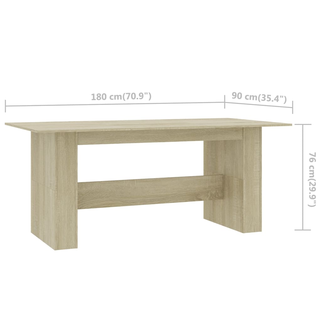 spisebord 180x90x76 cm konstrueret træ sonoma-eg