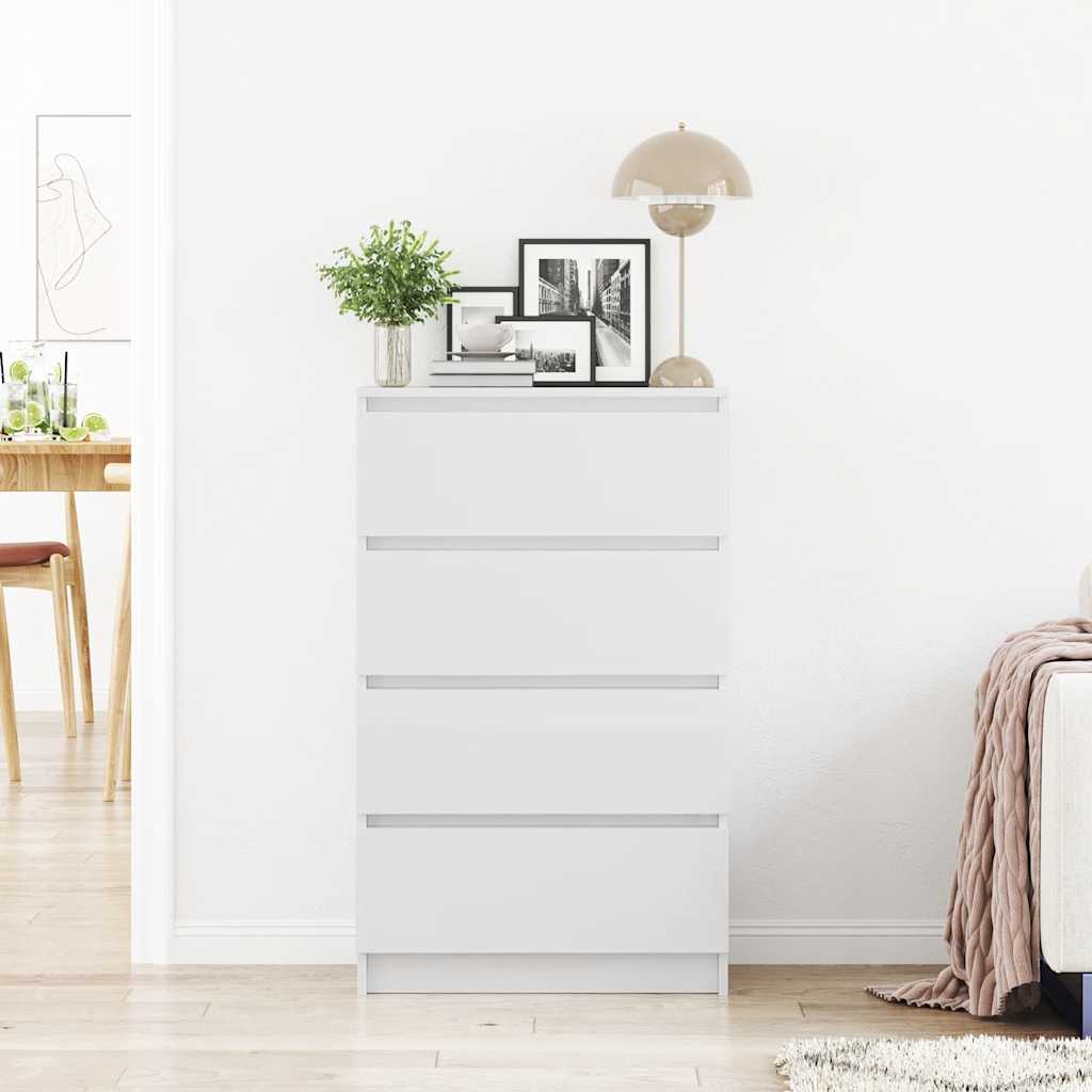 skænk 60x35x98,5 cm konstrueret træ hvid højglans