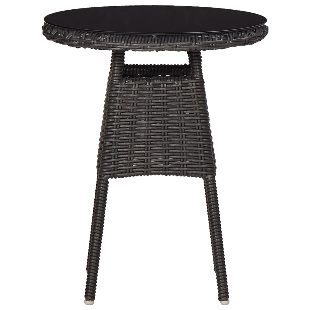 bistrosæt 3 dele med hynder polyrattan sort