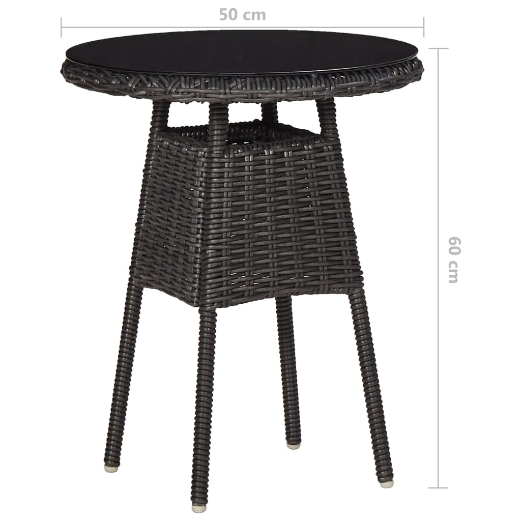 bistrosæt 3 dele med hynder polyrattan sort