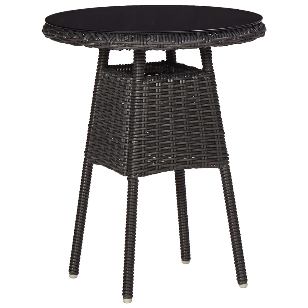 bistrosæt 3 dele med hynder polyrattan sort