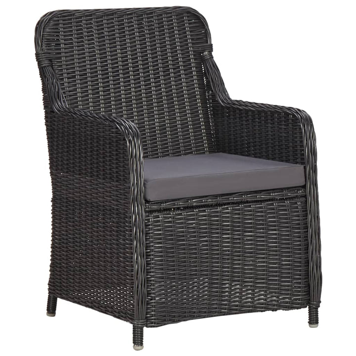 bistrosæt 3 dele med hynder polyrattan sort