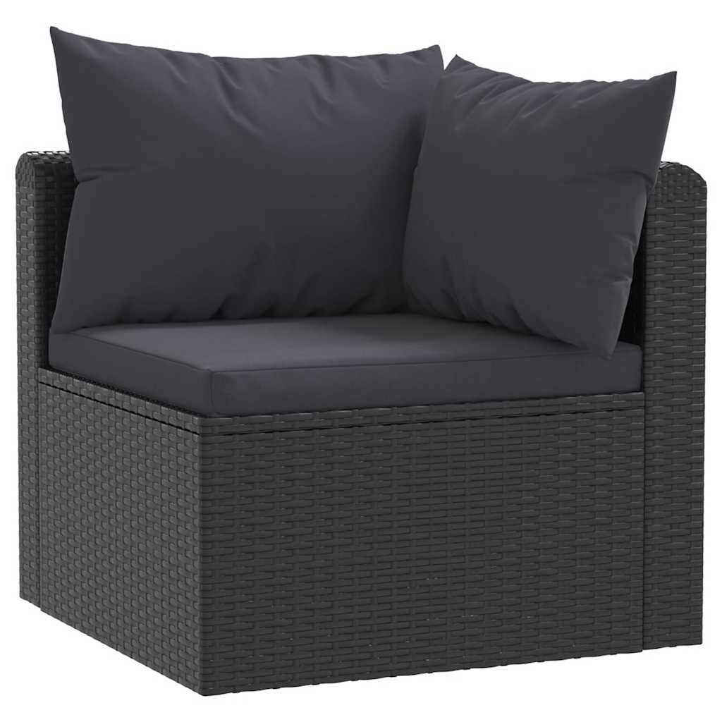 haveloungesæt 5 dele med hynder polyrattan sort