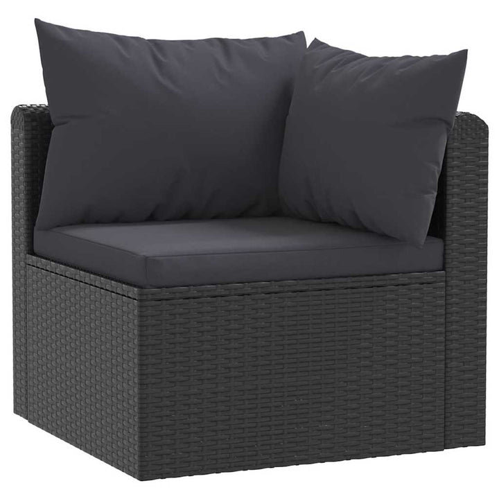 haveloungesæt 5 dele med hynder polyrattan sort