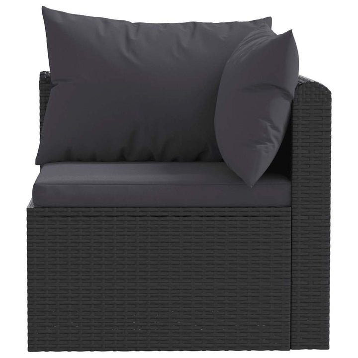 haveloungesæt 5 dele med hynder polyrattan sort
