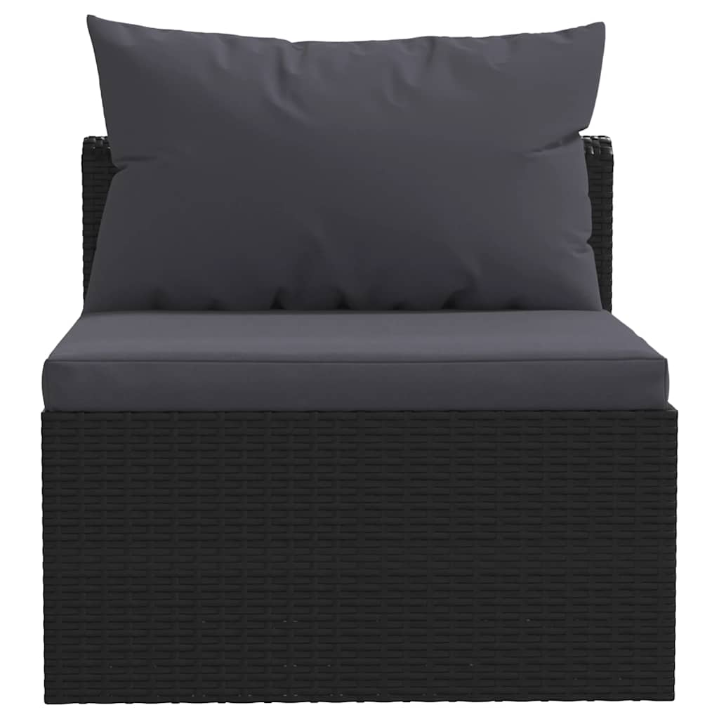 haveloungesæt 5 dele med hynder polyrattan sort