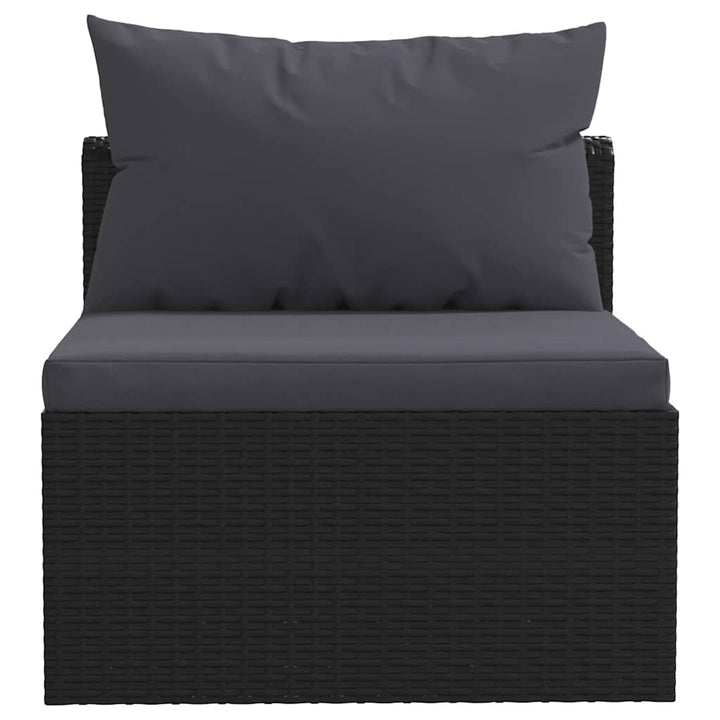 haveloungesæt 5 dele med hynder polyrattan sort