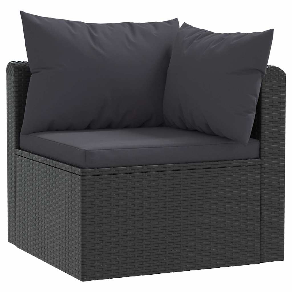 havesofasæt 2 dele med hynder polyrattan sort