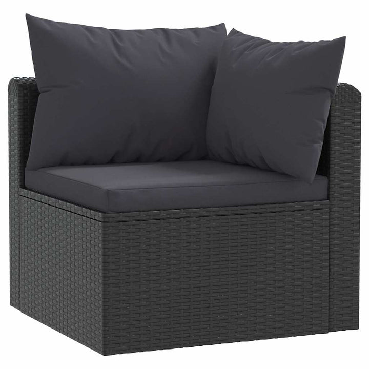 havesofasæt 2 dele med hynder polyrattan sort