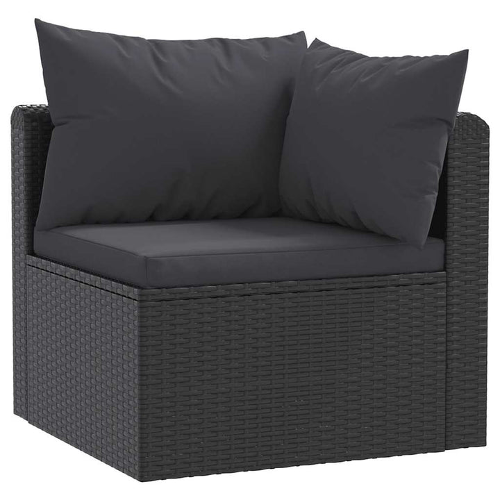 havesofasæt 3 dele med hynder polyrattan sort