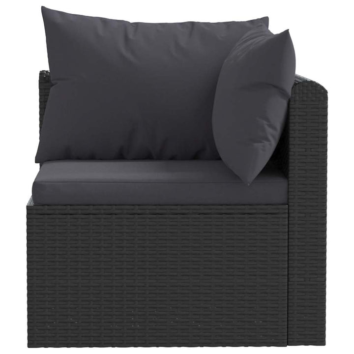 havesofasæt 3 dele med hynder polyrattan sort