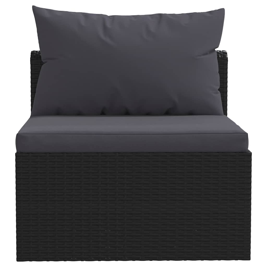 havesofasæt 3 dele med hynder polyrattan sort