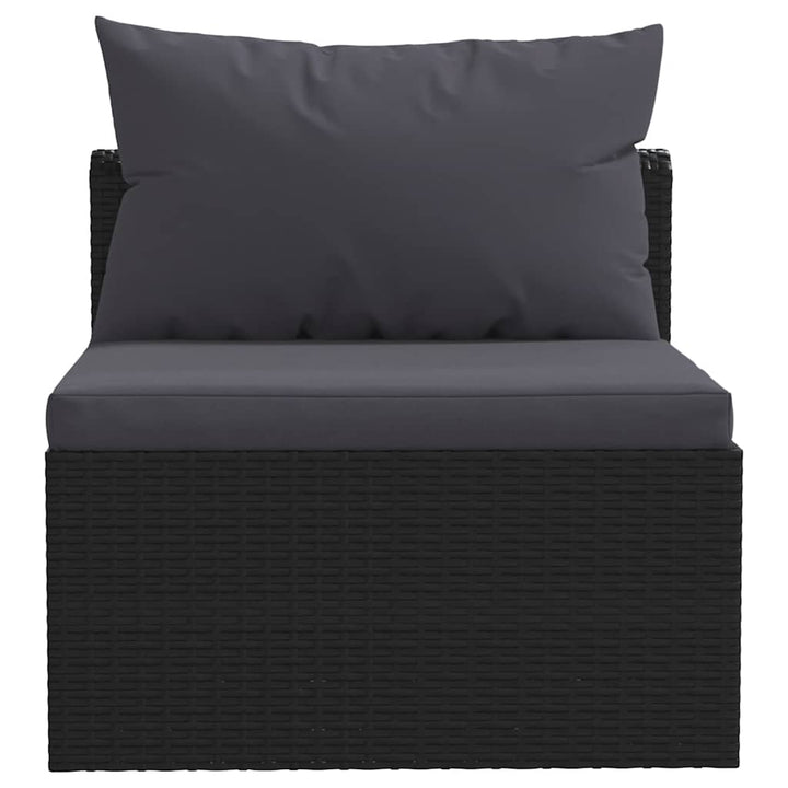 havesofasæt 3 dele med hynder polyrattan sort
