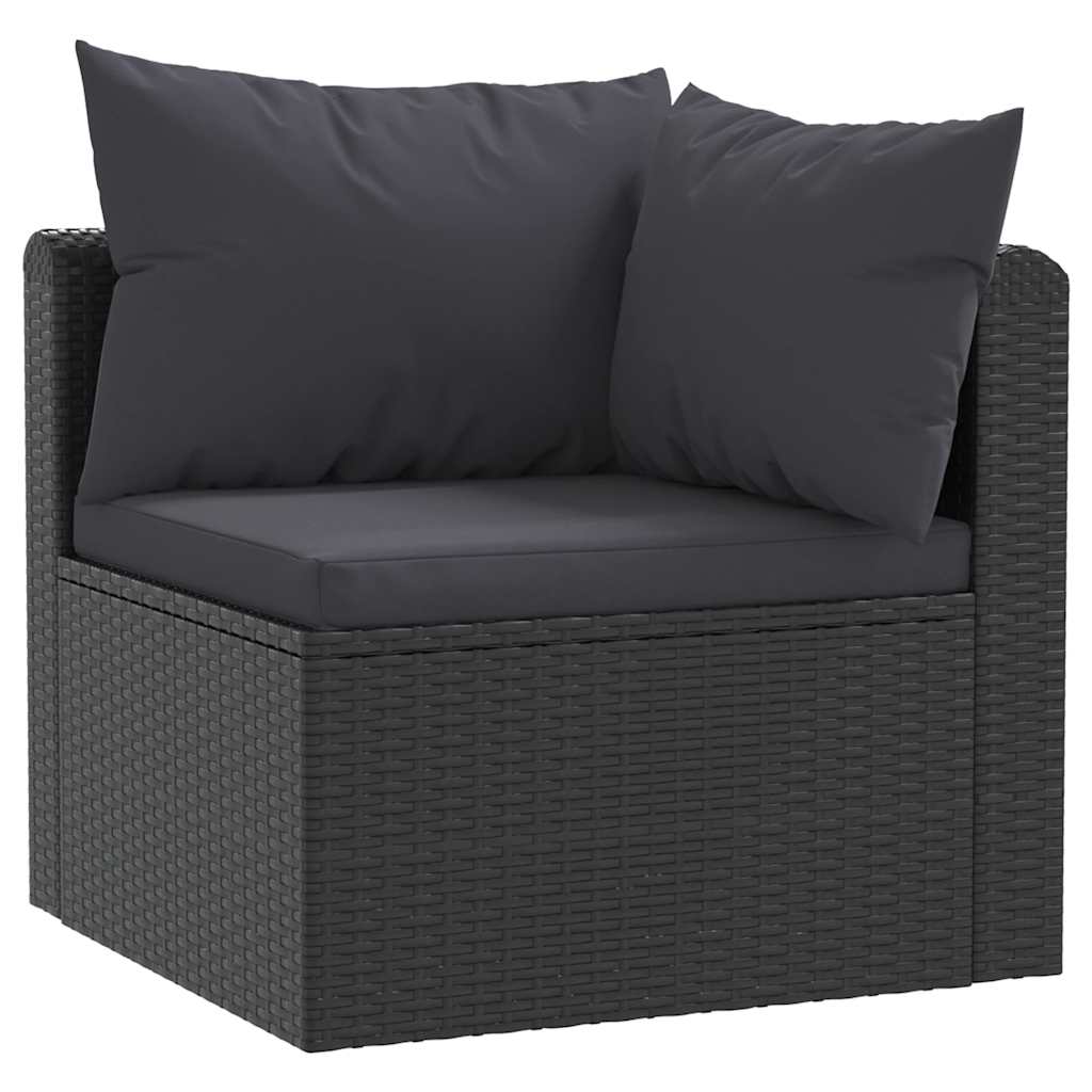 havesofasæt med hynder 4 dele polyrattan sort