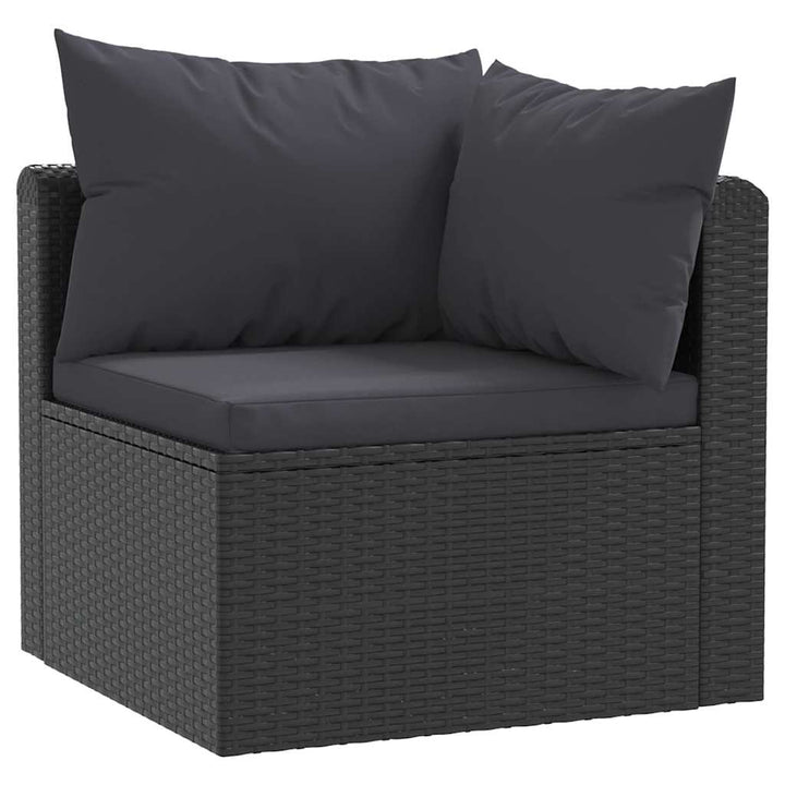 havesofasæt med hynder 4 dele polyrattan sort