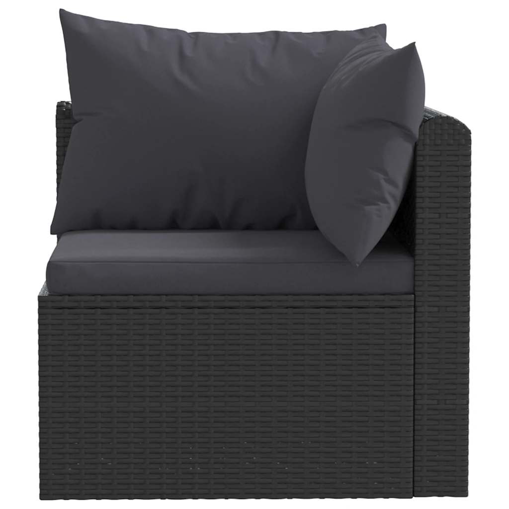 havesofasæt med hynder 4 dele polyrattan sort