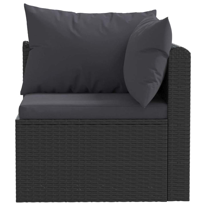 havesofasæt med hynder 4 dele polyrattan sort