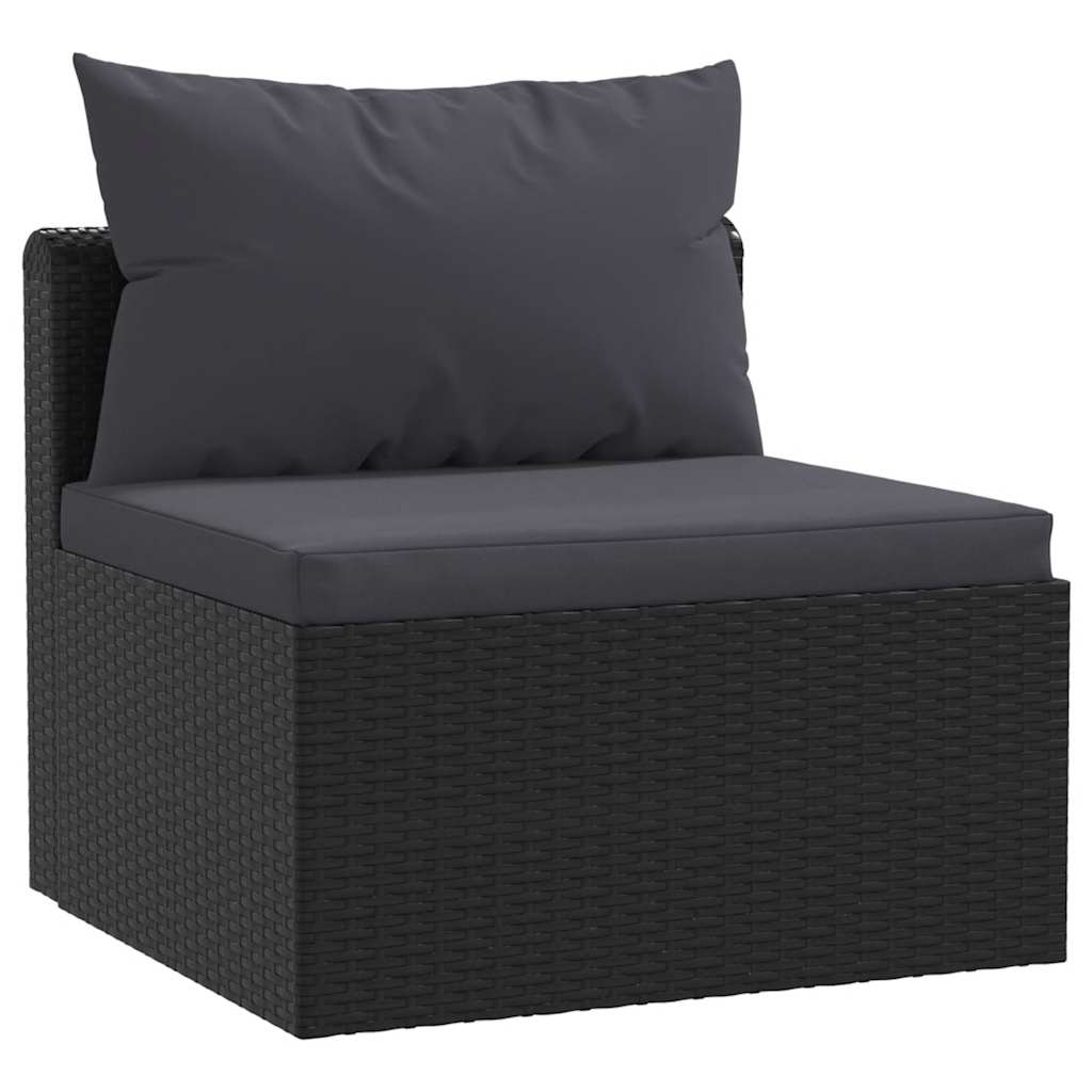 havesofasæt med hynder 4 dele polyrattan sort