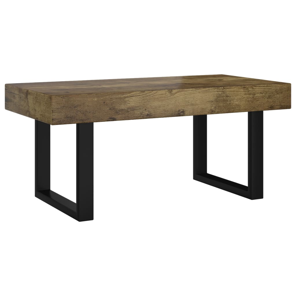 sofabord 90x45x40 cm MDF og jern mørkebrun og sort