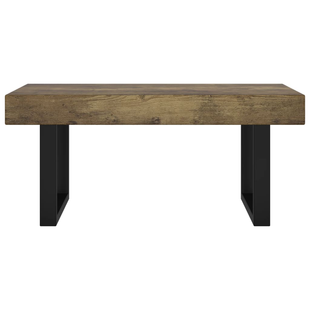 sofabord 90x45x40 cm MDF og jern mørkebrun og sort