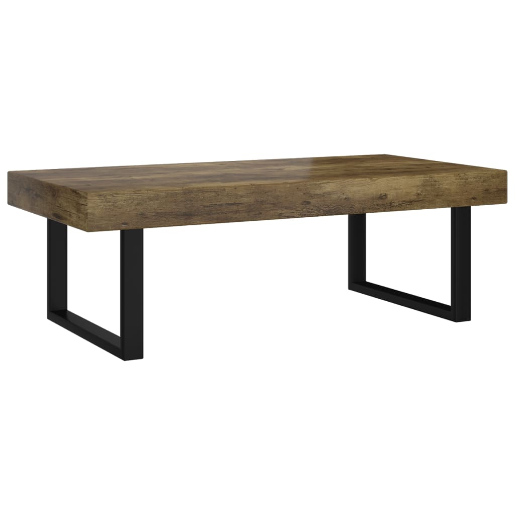sofabord 120x60x40 cm MDF og jern mørkebrun og sort