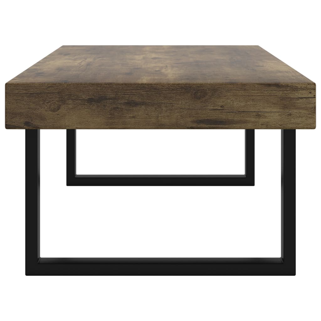 sofabord 120x60x40 cm MDF og jern mørkebrun og sort