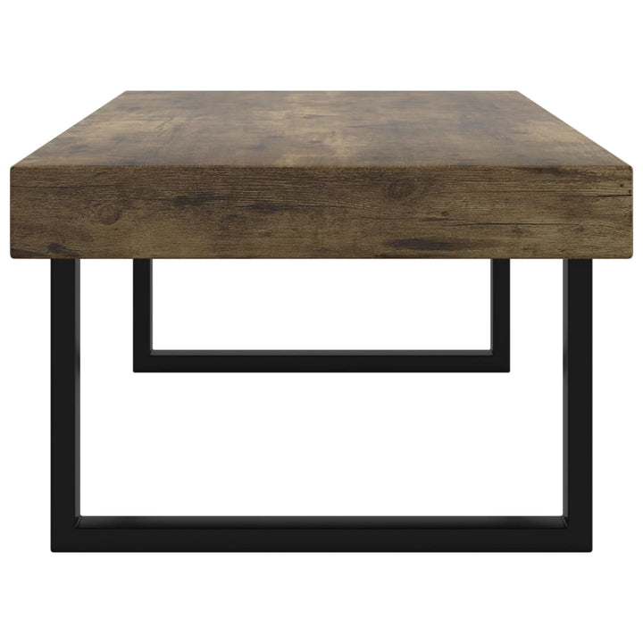 sofabord 120x60x40 cm MDF og jern mørkebrun og sort