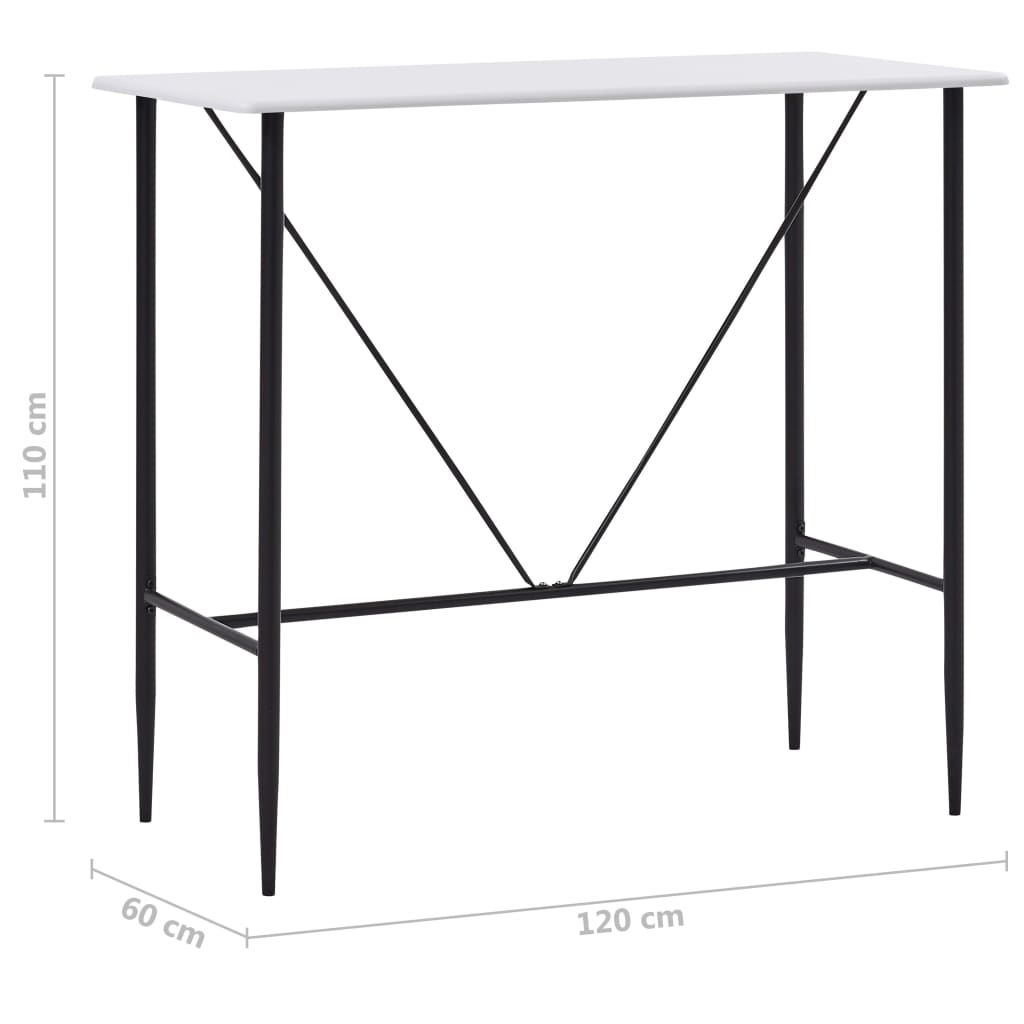 barbord 120 x 60 x 110 cm MDF hvid