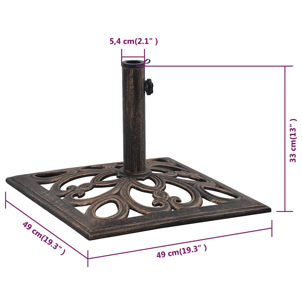 parasolfod 12 kg 49 cm støbejern bronzefarvet