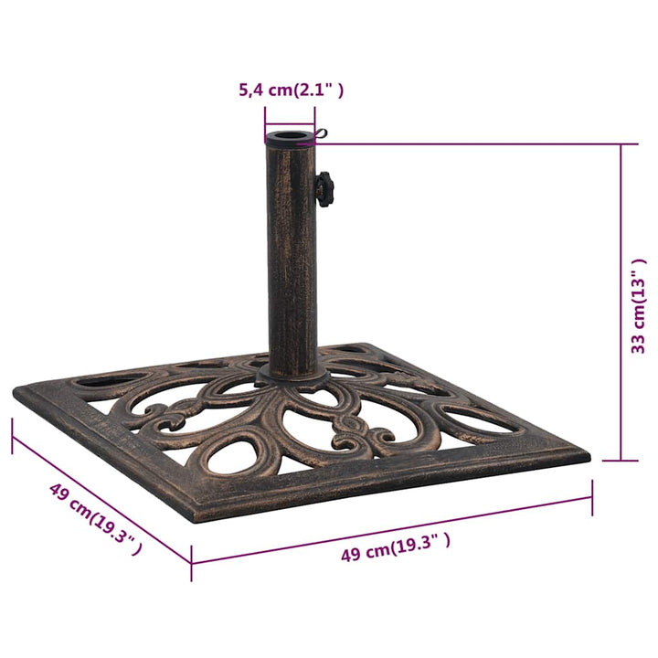 parasolfod 12 kg 49 cm støbejern bronzefarvet