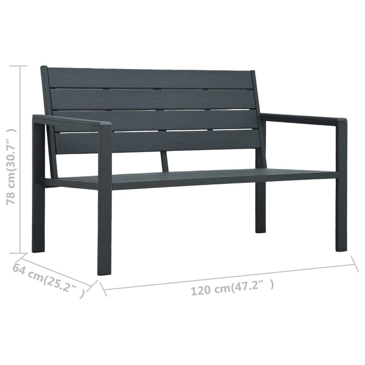 havebænk 120 cm HDPE trælook grå