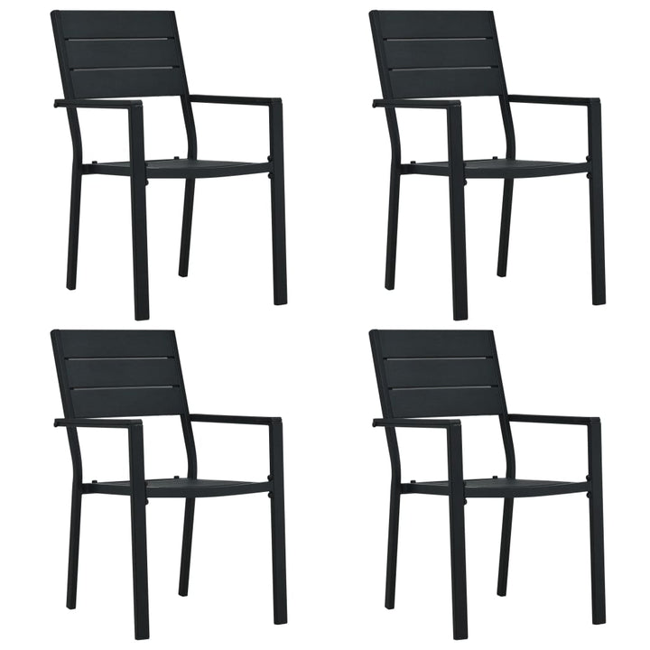 havestole 4 stk. HDPE trælook sort