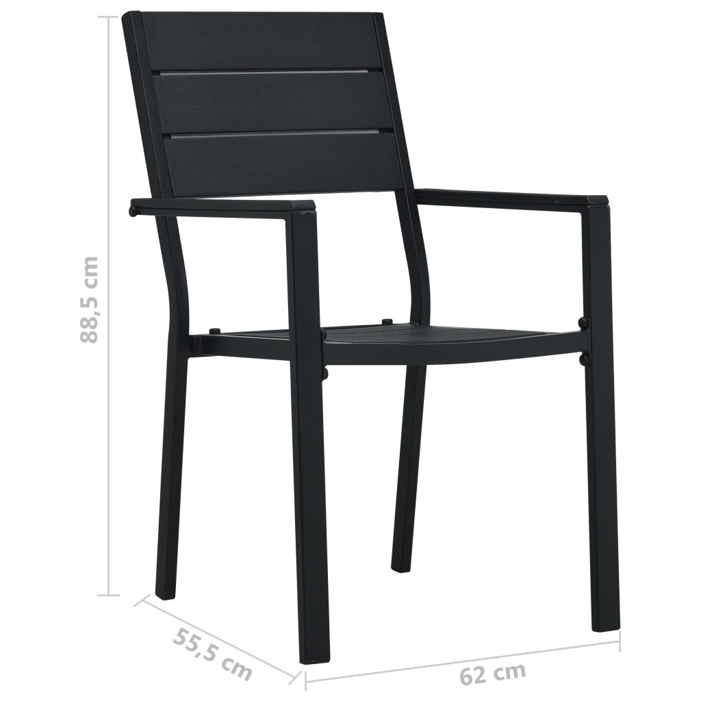 havestole 4 stk. HDPE trælook sort